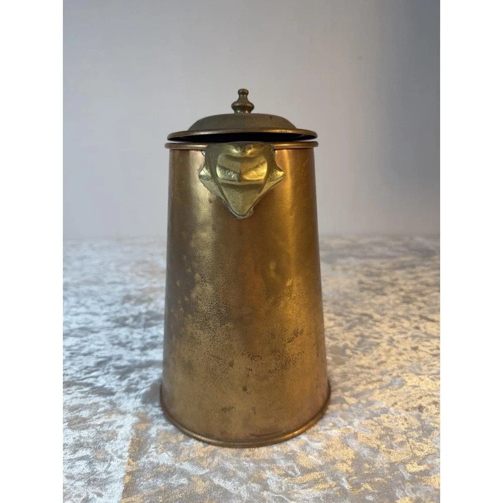 Colonial Virginia Handmade Copper Coffee Pot Pitcher Hampton VA Brass Hinged Lid